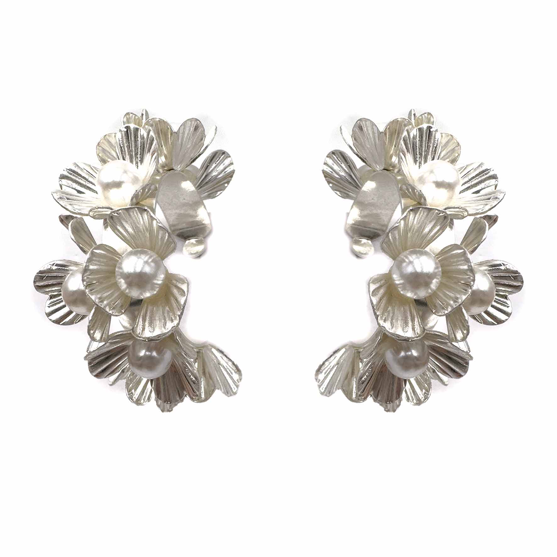 Palestro Milano Orecchini Silver Cerchi di Fiori con perline