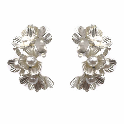 Palestro Milano Orecchini Silver Cerchi di Fiori con perline