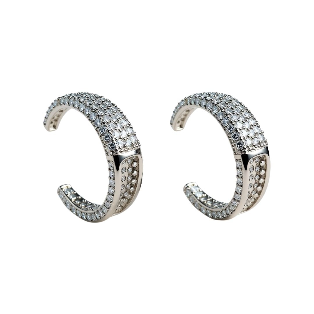Palestro Milano Orecchini Silver Cerchi Preziosi di Pavè