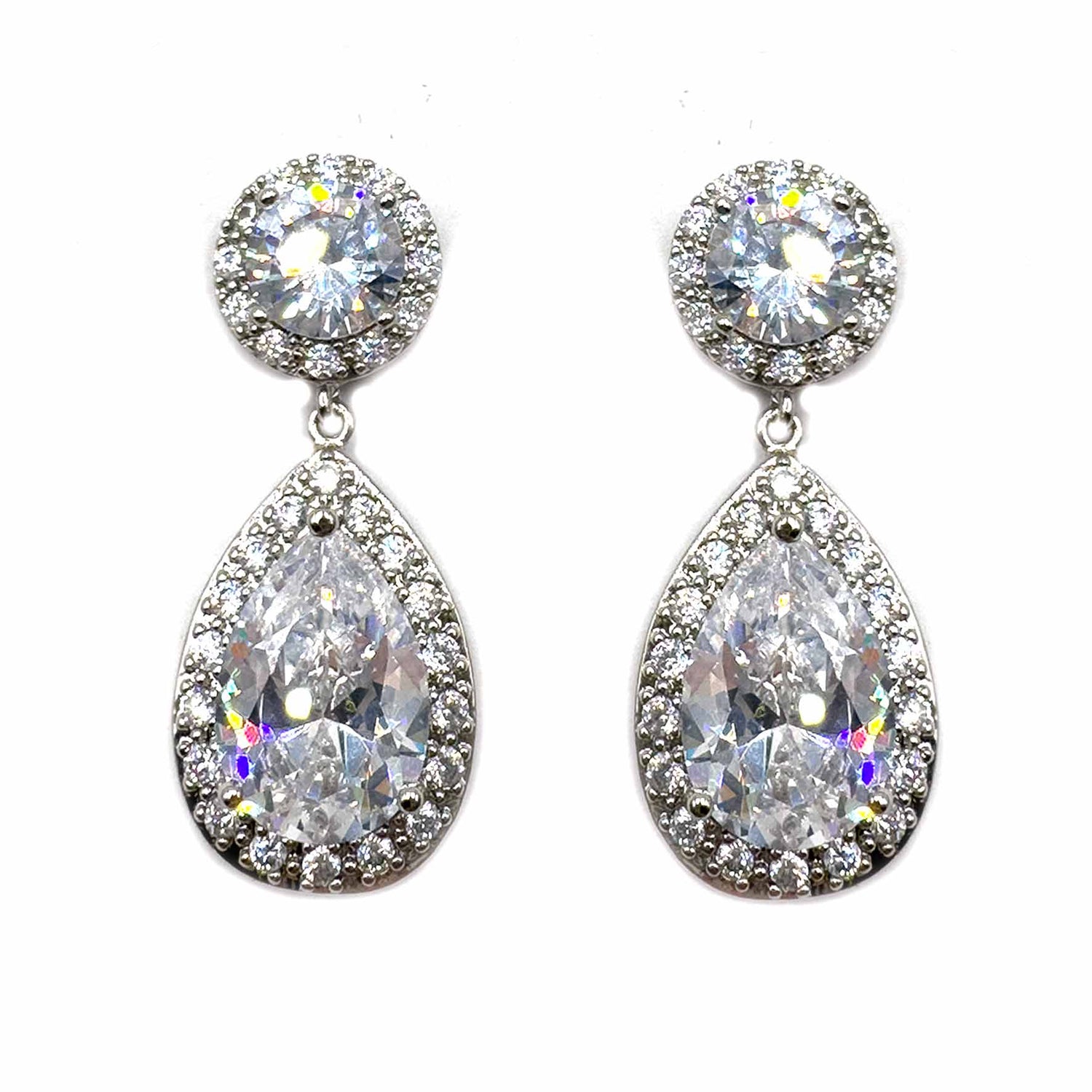 Palestro Milano Orecchini Silver Cristallo Goccia di Cristallo&amp;Zirconi
