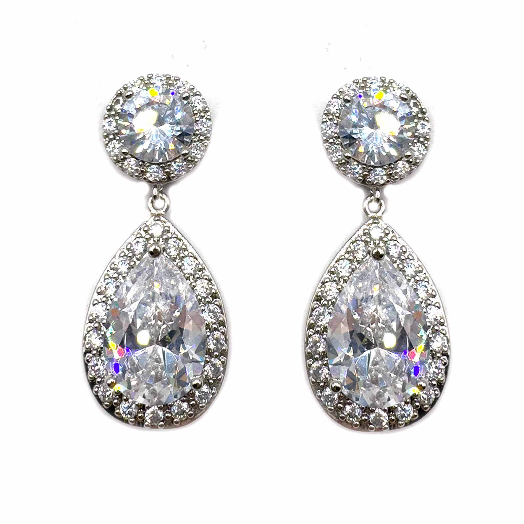 Palestro Milano Orecchini Silver Cristallo Goccia di Cristallo&amp;Zirconi