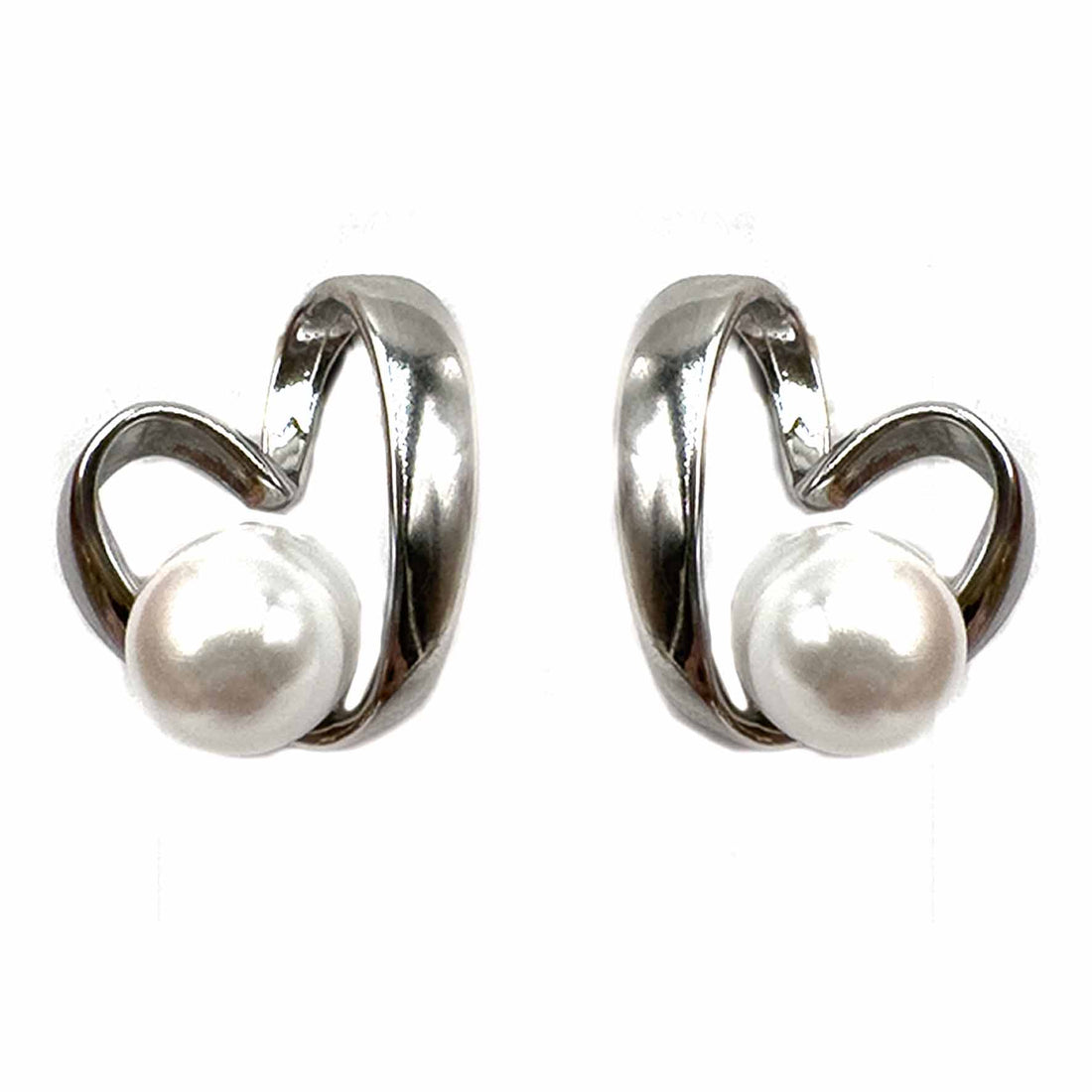 Palestro Milano Orecchini Silver Cuoricino&amp;Perlina