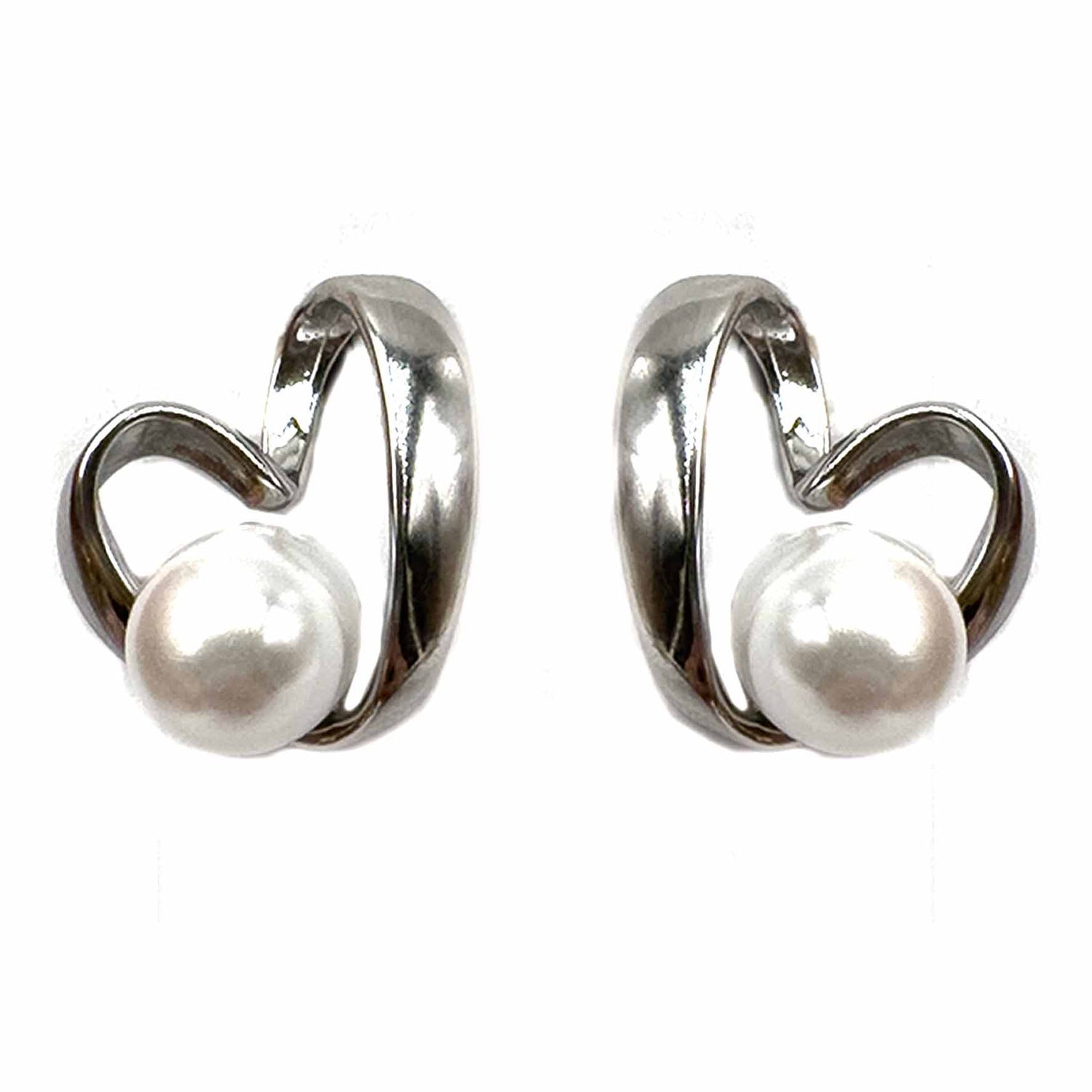 Palestro Milano Orecchini Silver Cuoricino&amp;Perlina