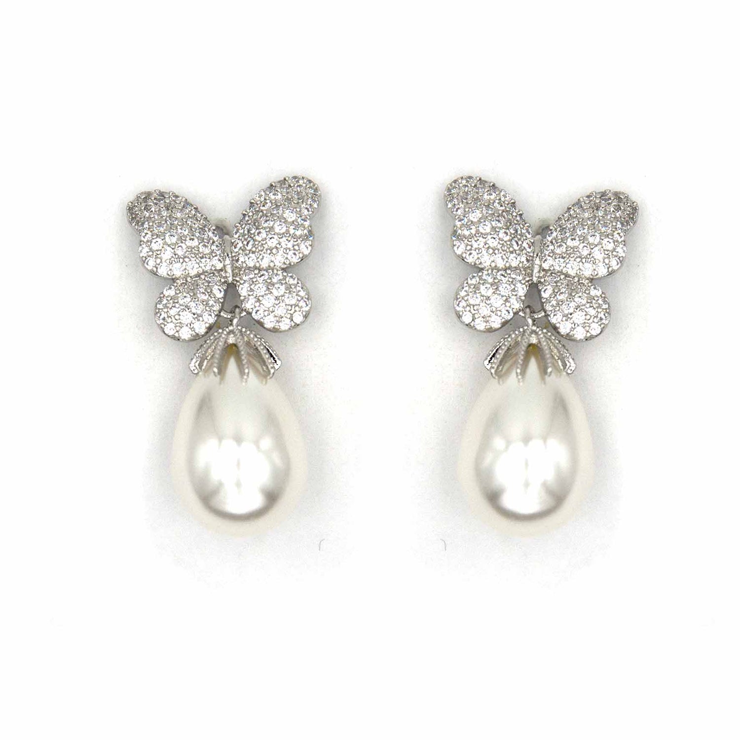 Palestro Milano Orecchini Silver Farfalla con perla a goccia