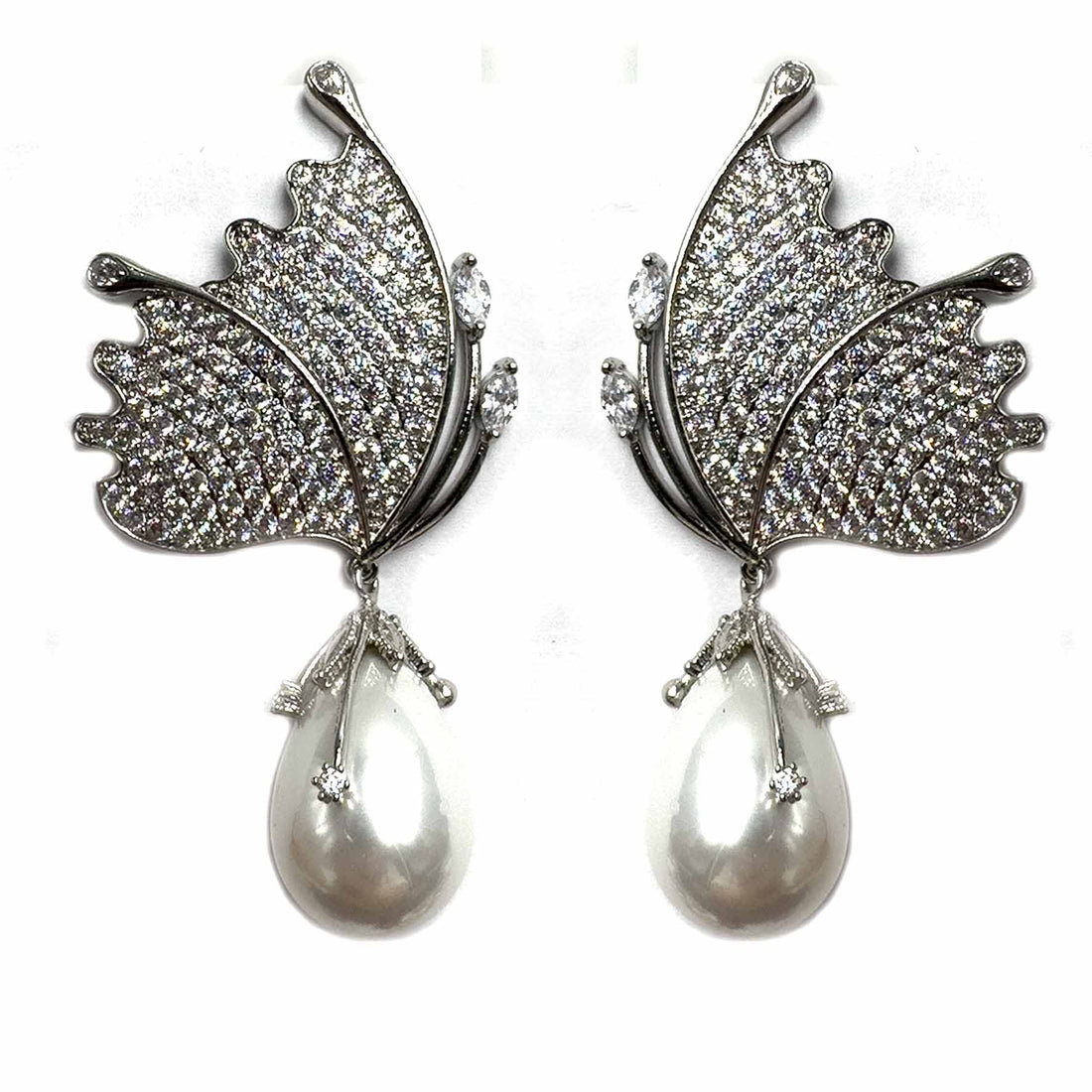 Palestro Milano Orecchini Silver Farfalla con perla ovale colorata