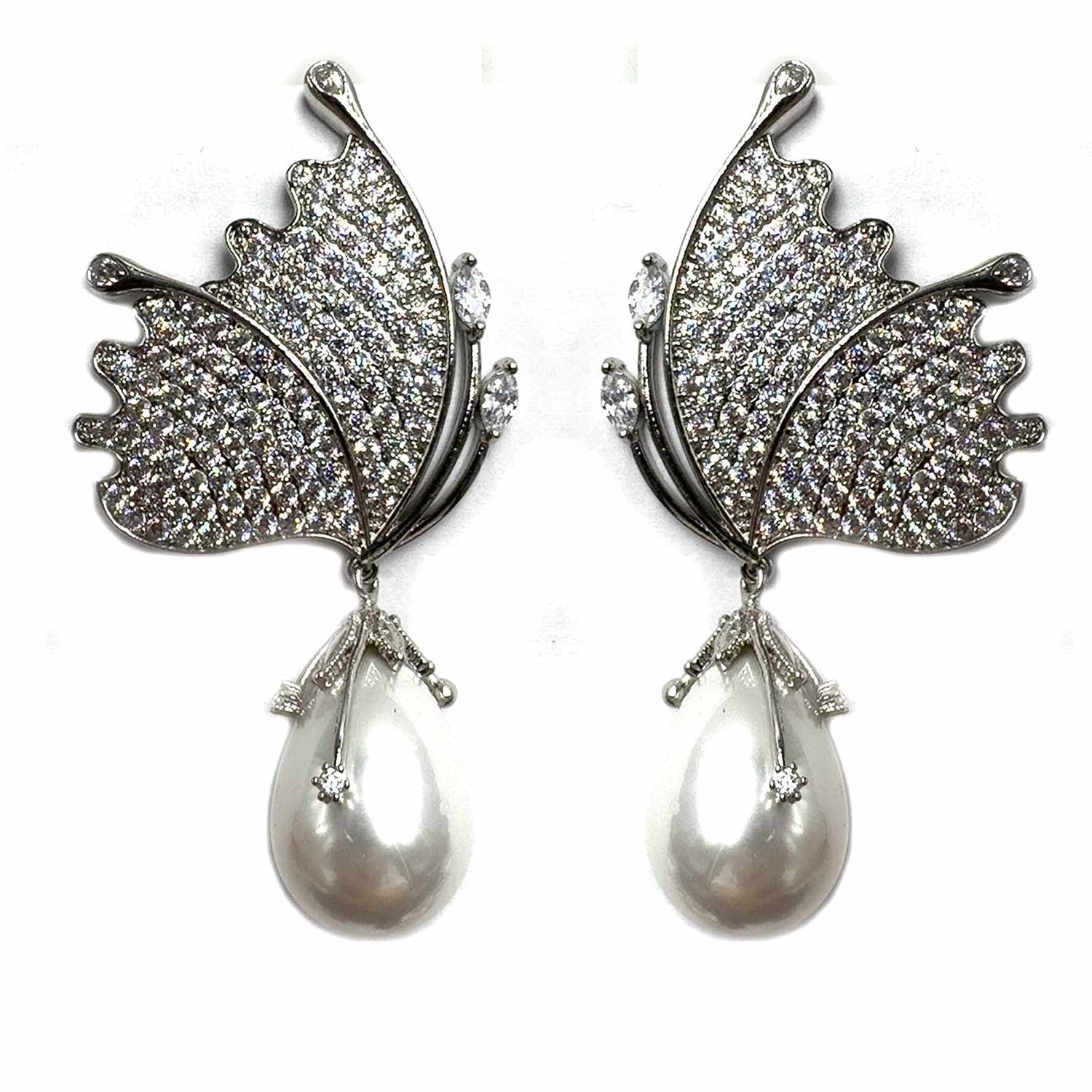 Palestro Milano Orecchini Silver Farfalla con perla ovale colorata