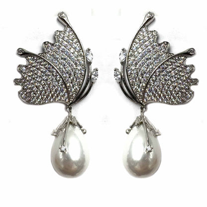 Palestro Milano Orecchini Silver Farfalla con perla ovale colorata