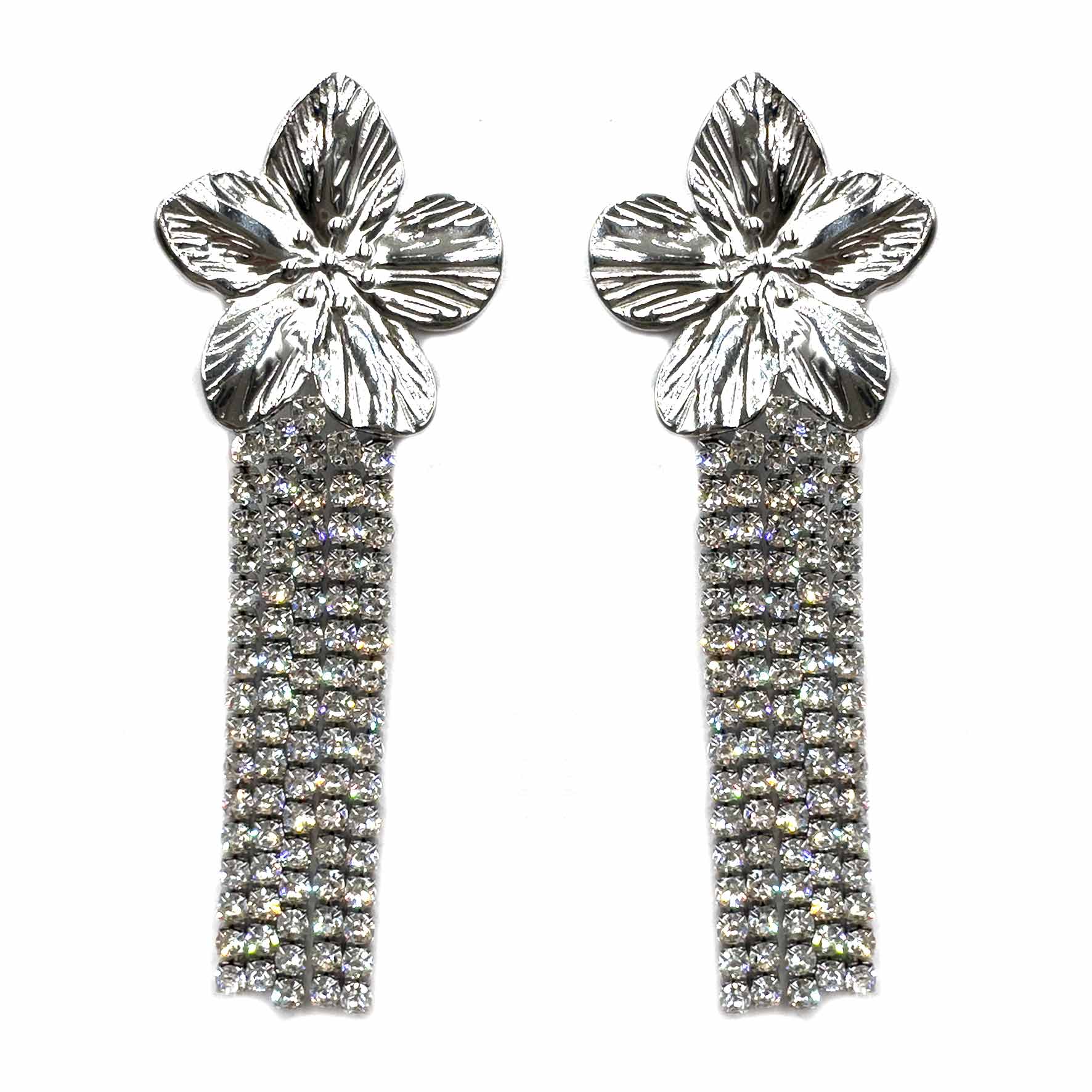Palestro Milano Orecchini Silver Fiore con cascata di zirconi