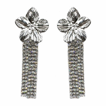 Palestro Milano Orecchini Silver Fiore con cascata di zirconi