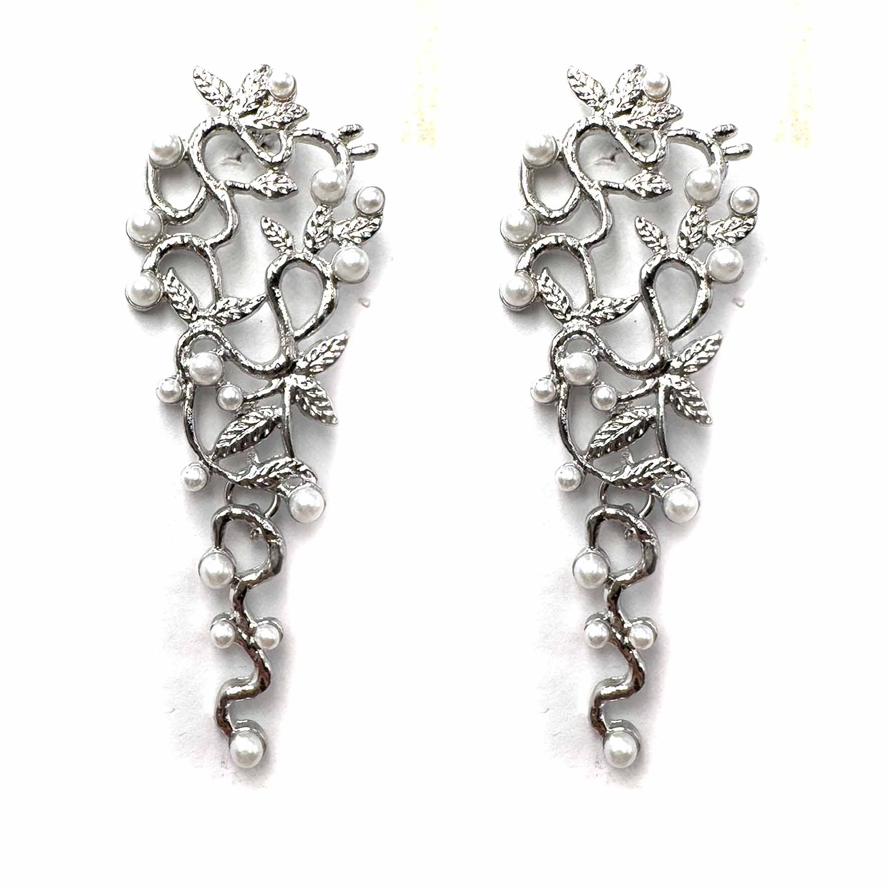 Palestro Milano Orecchini Silver Foglie&amp;Perline