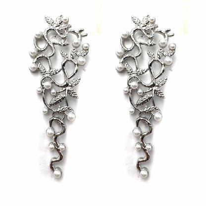 Palestro Milano Orecchini Silver Foglie&amp;Perline