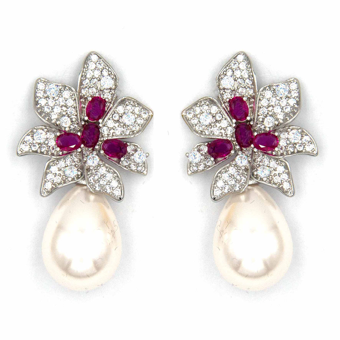 Palestro Milano Orecchini Silver/Fucsia Pavè colorato con perla