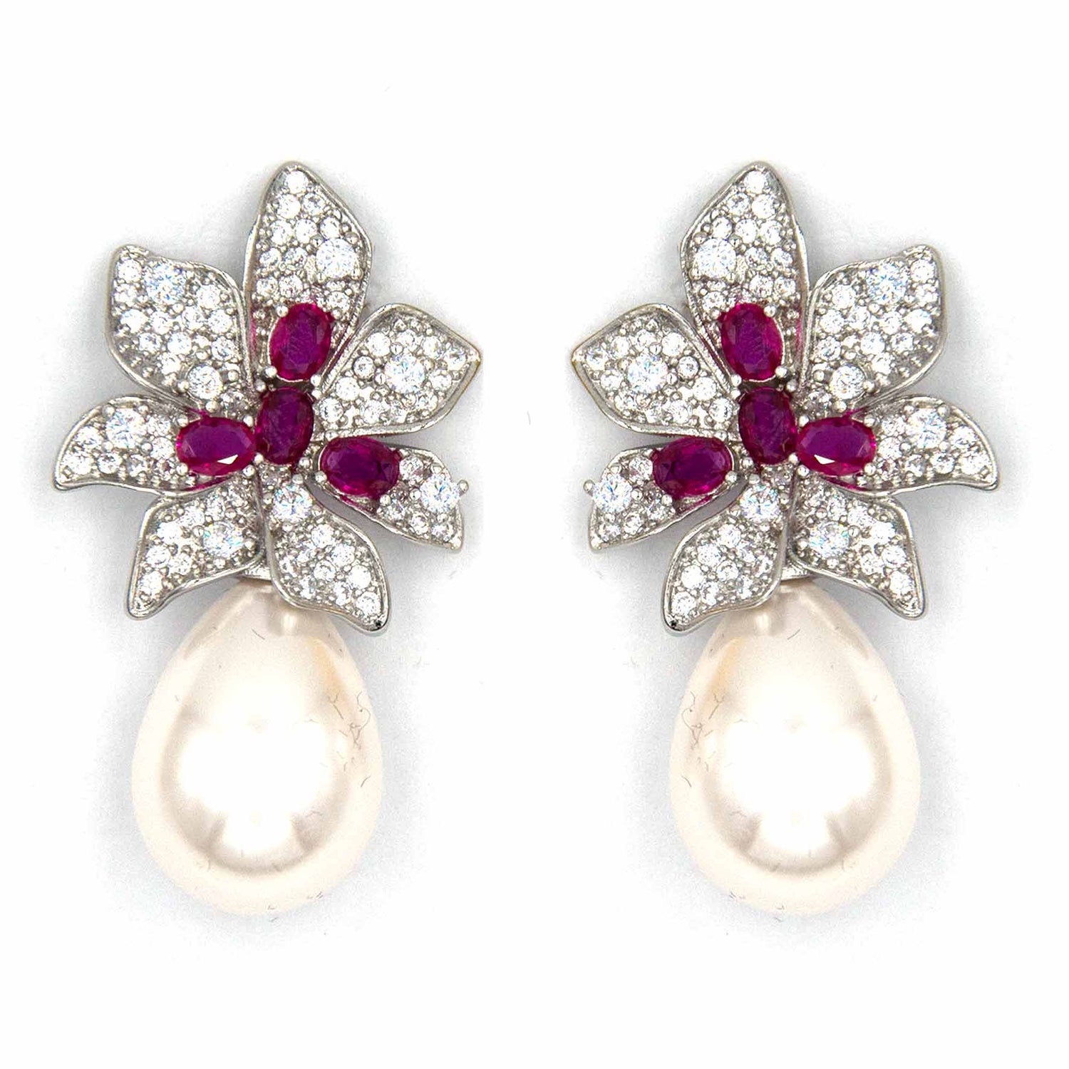 Palestro Milano Orecchini Silver/Fucsia Pavè colorato con perla