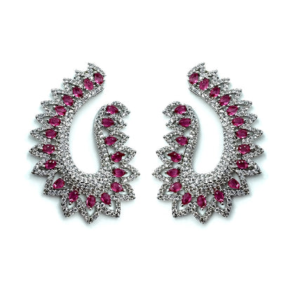 Palestro Milano Orecchini Silver / Fucsia Raggi di Sole di pavè