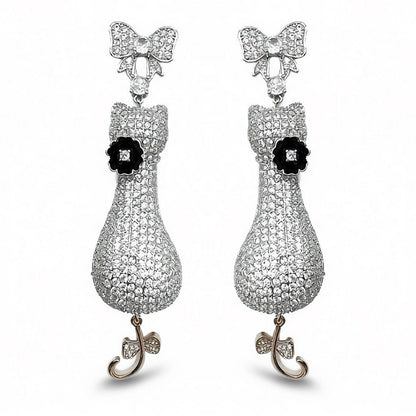 Palestro Milano Orecchini Silver Gattino con Camelia nera