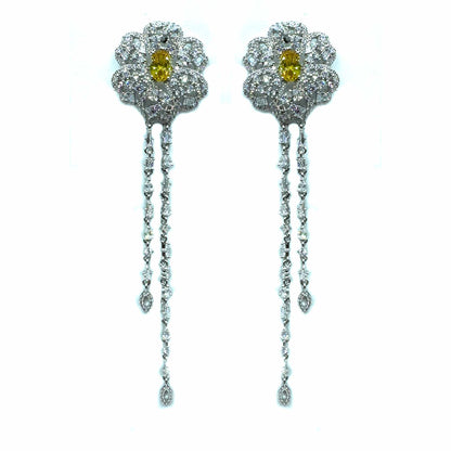 Palestro Milano Orecchini Silver-Giallo Rosa con Gemme Cadenti