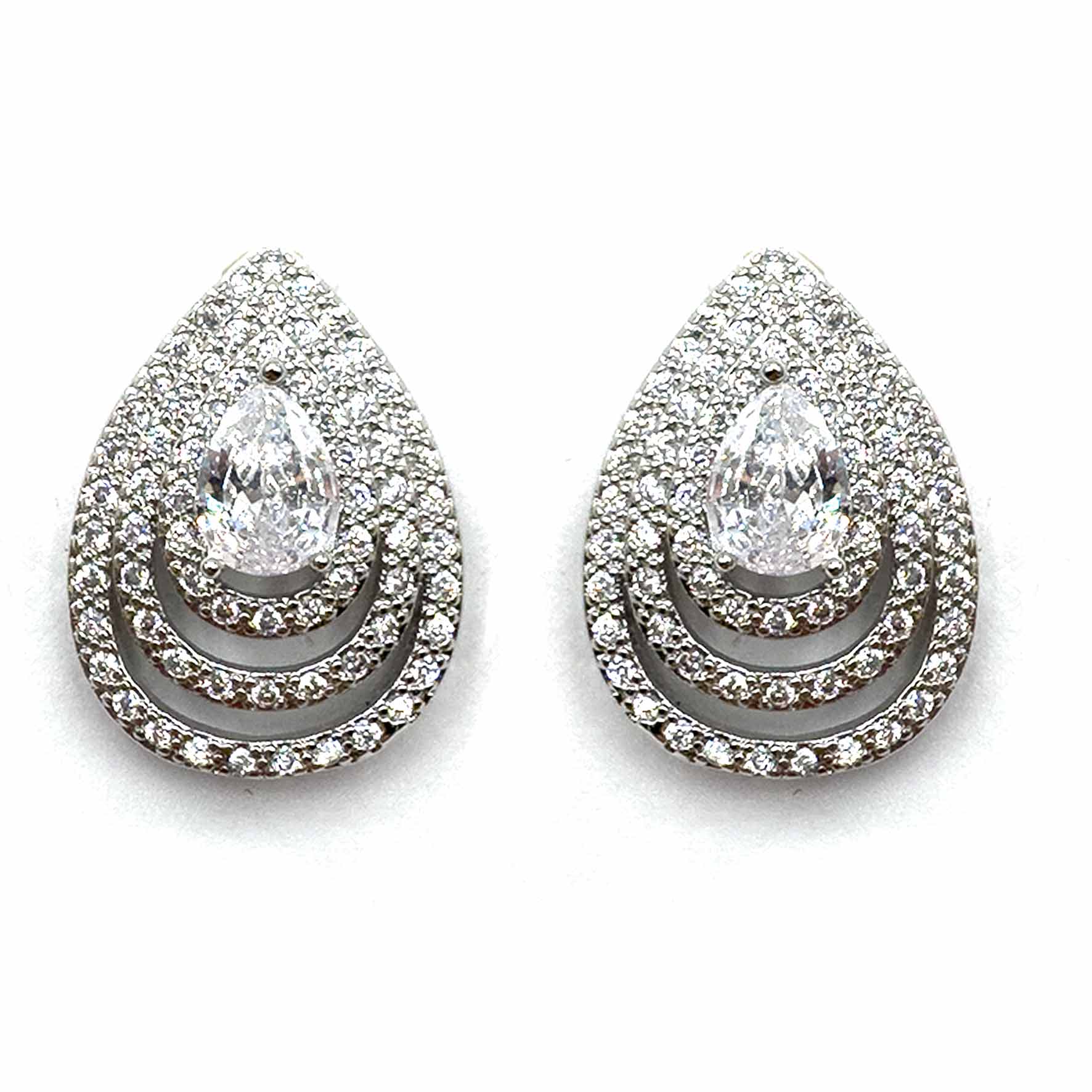 Palestro Milano Orecchini Silver Goccia concentrica di pavè