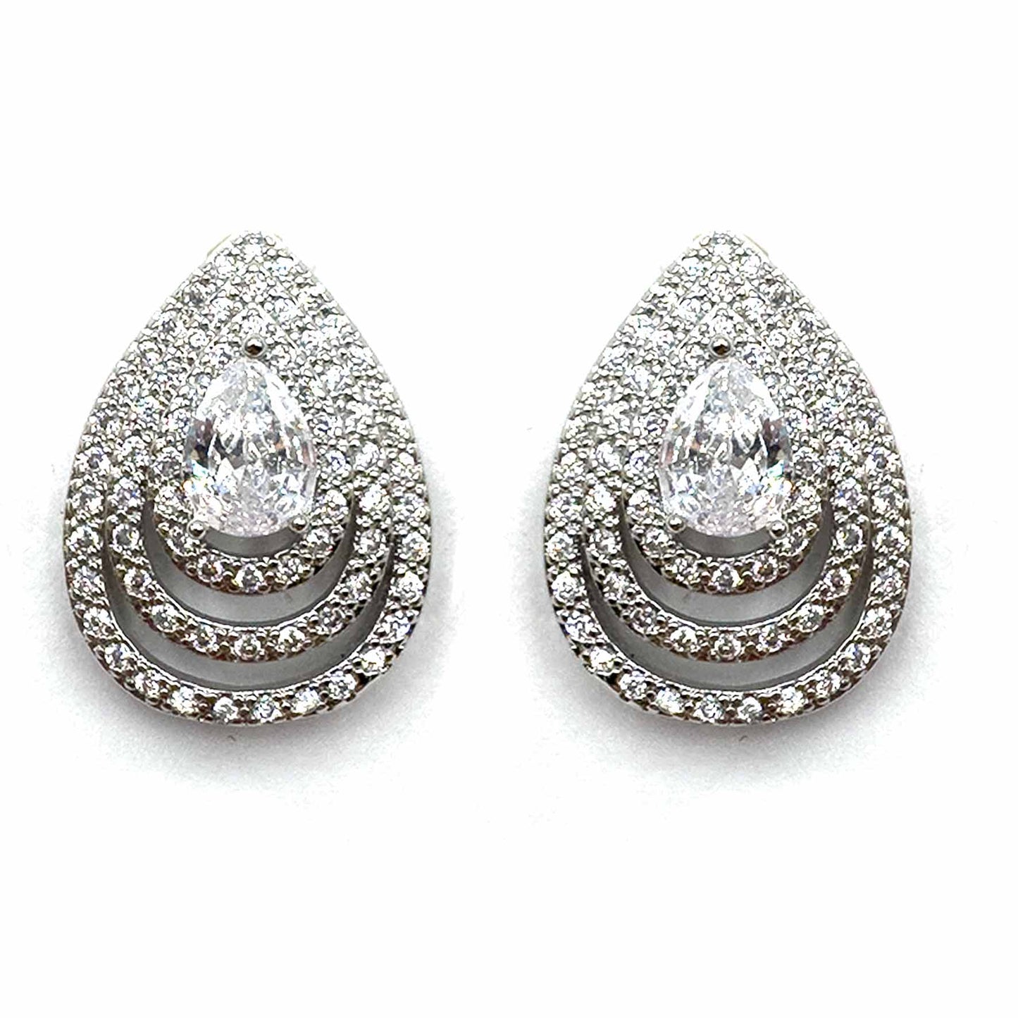 Palestro Milano Orecchini Silver Goccia concentrica di pavè