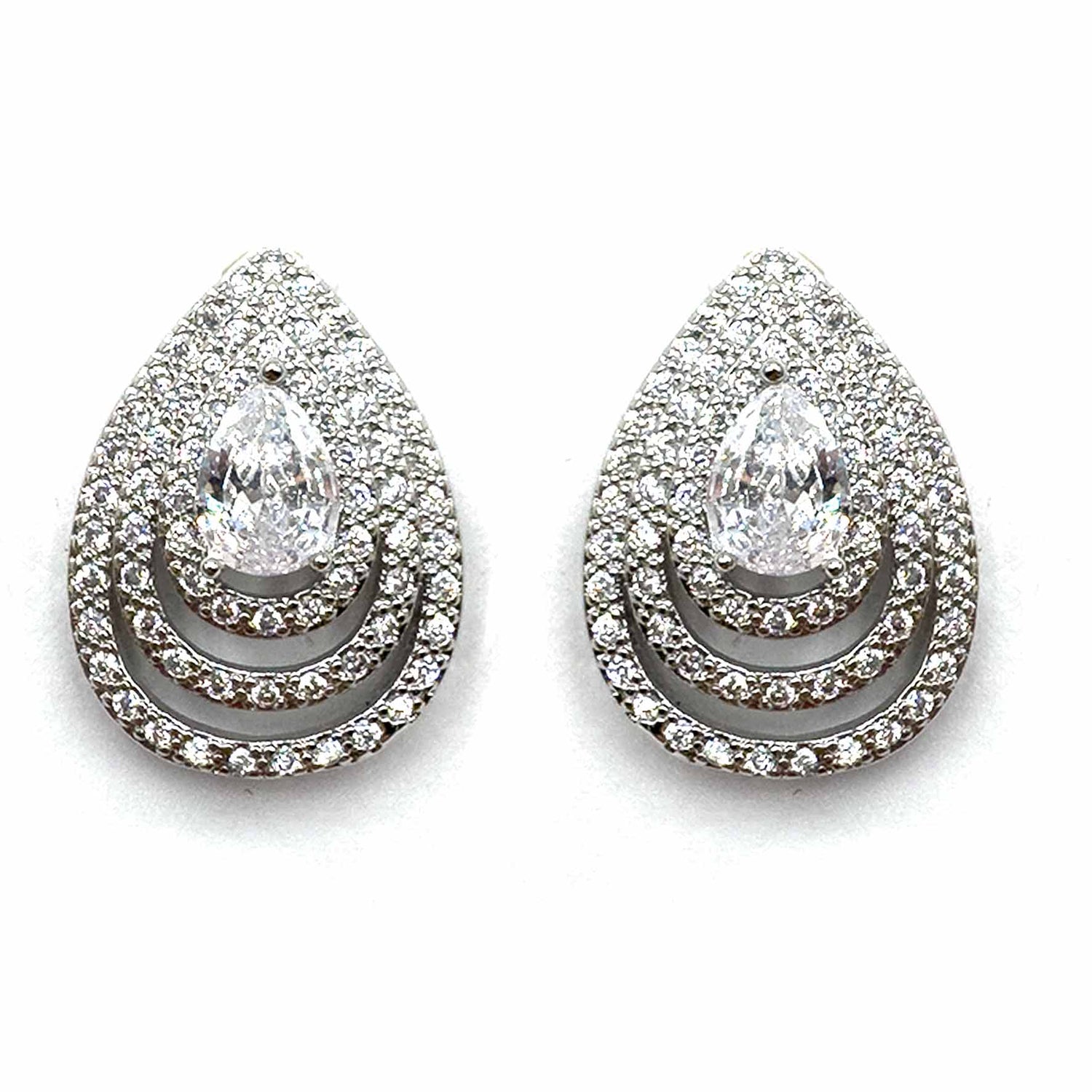 Palestro Milano Orecchini Silver Goccia concentrica di pavè