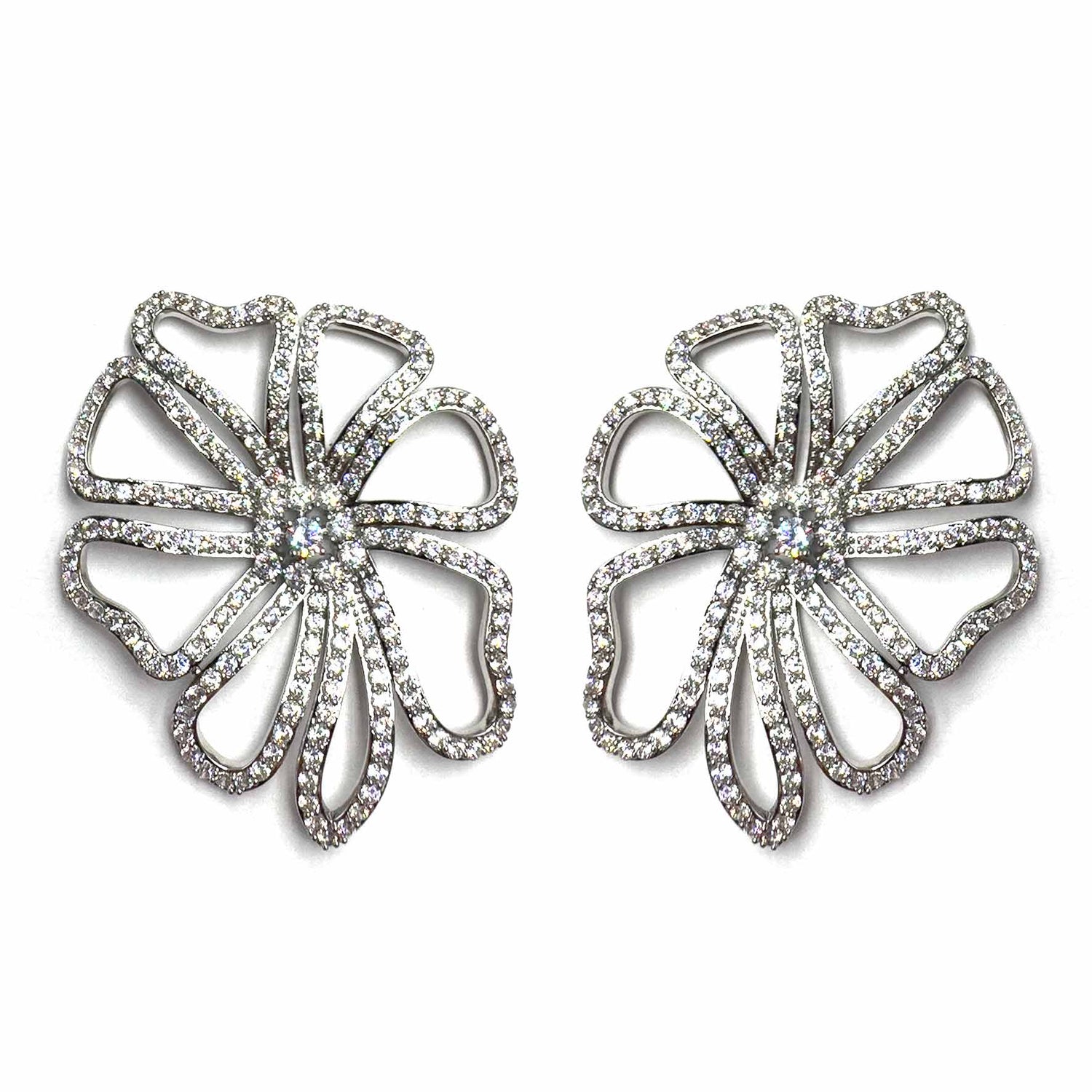 Palestro Milano Orecchini Silver Grandi margherite di zirconi