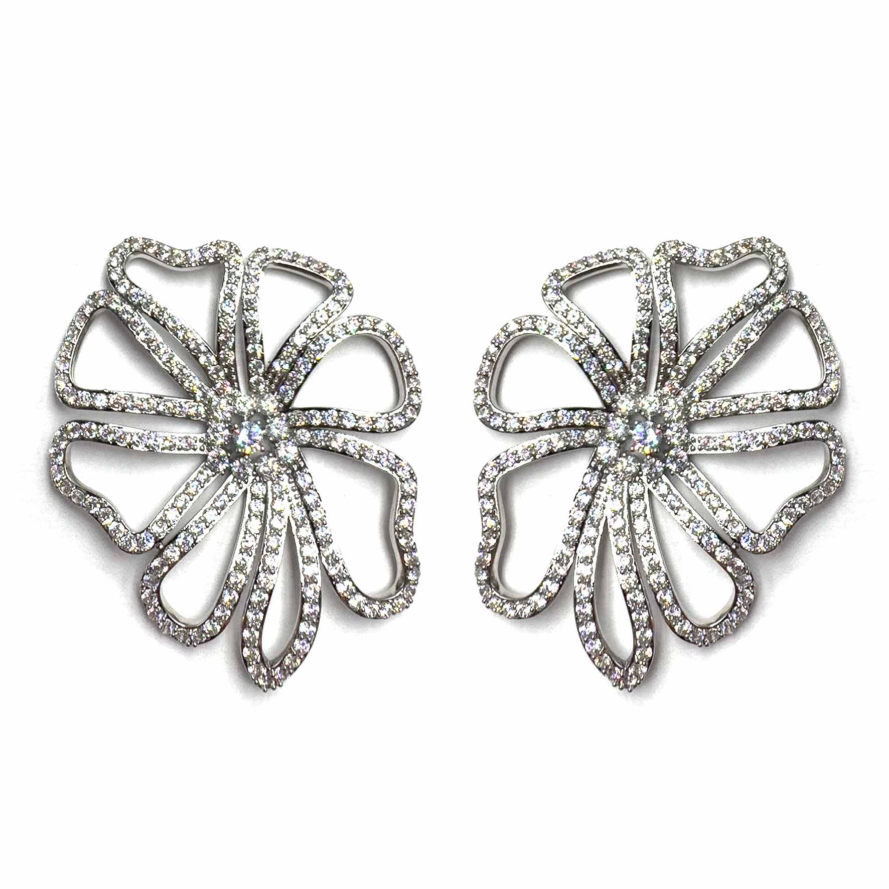 Palestro Milano Orecchini Silver Grandi margherite di zirconi