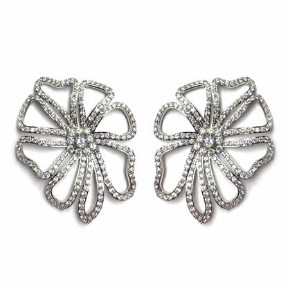 Palestro Milano Orecchini Silver Grandi margherite di zirconi