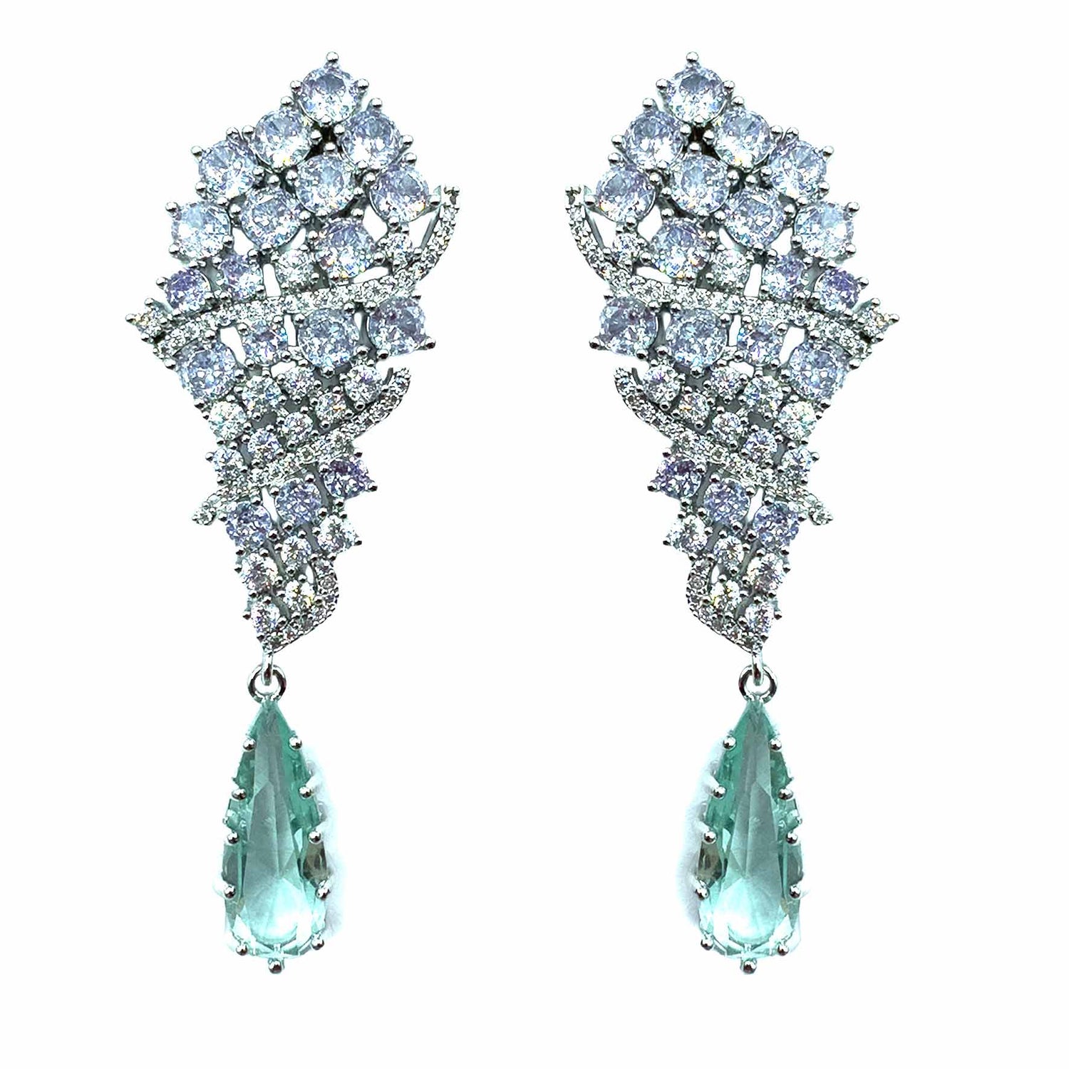 Palestro Milano Orecchini Silver - Lillac Celeste Mazzo di Pavè con Goccia