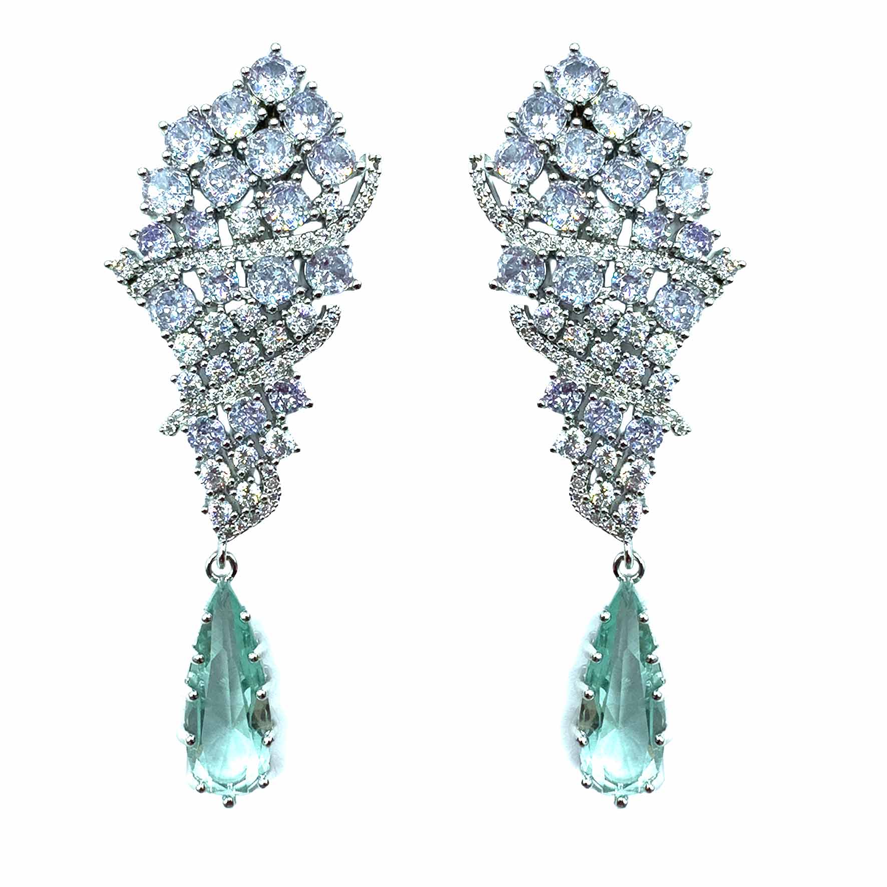 Palestro Milano Orecchini Silver - Lillac Celeste Mazzo di Pavè con Goccia