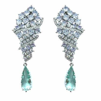 Palestro Milano Orecchini Silver - Lillac Celeste Mazzo di Pavè con Goccia