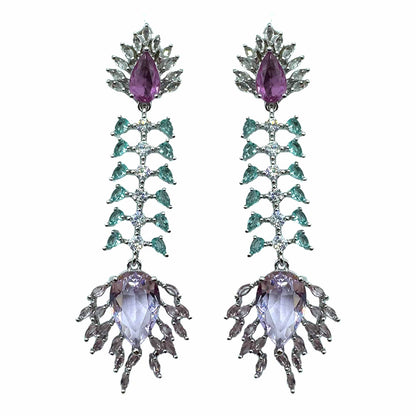 Palestro Milano Orecchini Silver - lillac celeste Spina di Cristalli