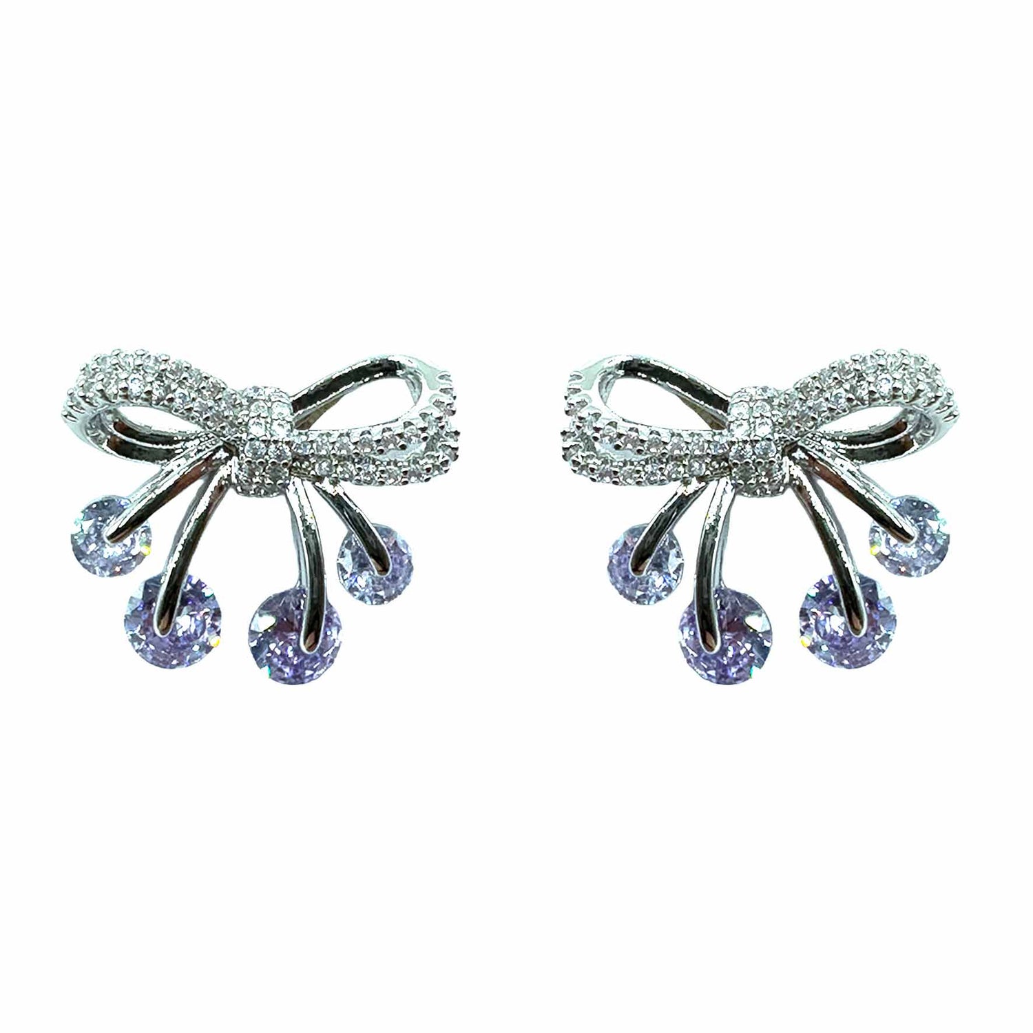 Palestro Milano Orecchini Silver - Lillac Fiocchetti di pavè con palline