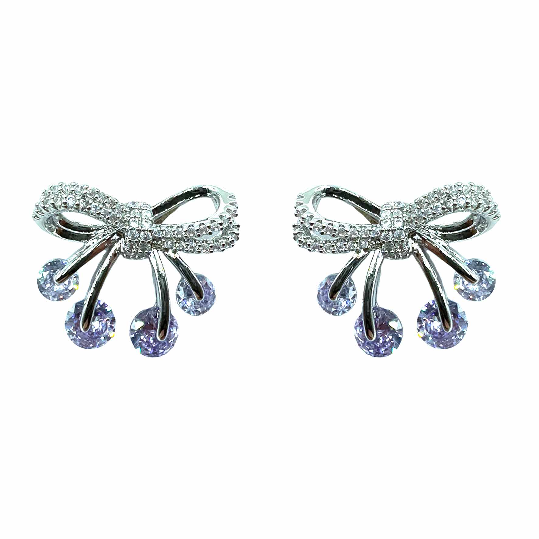 Palestro Milano Orecchini Silver - Lillac Fiocchetti di pavè con palline