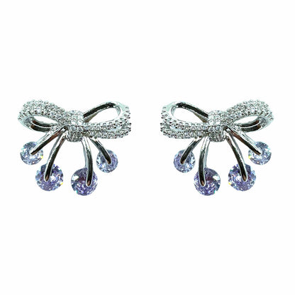 Palestro Milano Orecchini Silver - Lillac Fiocchetti di pavè con palline