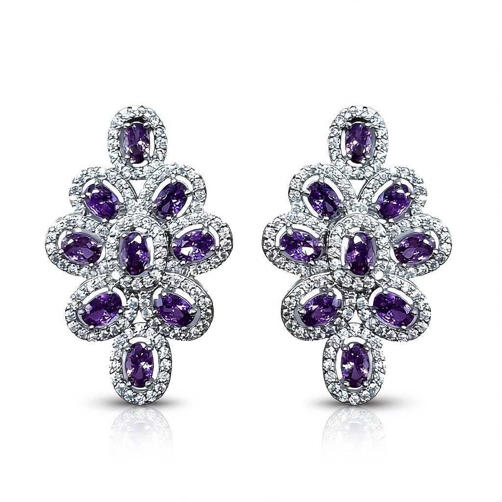 Palestro Milano Orecchini Silver Lillac Gemme&amp;Cristalli