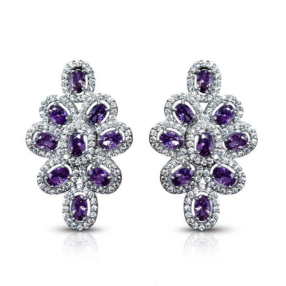 Palestro Milano Orecchini Silver Lillac Gemme&amp;Cristalli