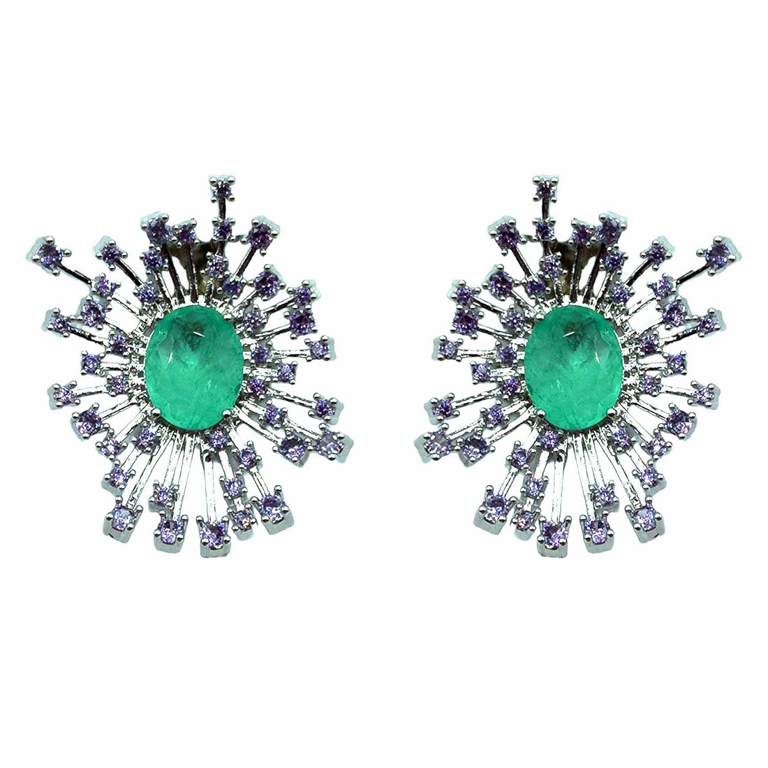 Palestro Milano Orecchini Silver - Lillac Verde Smeraldo Raggio di Gemme