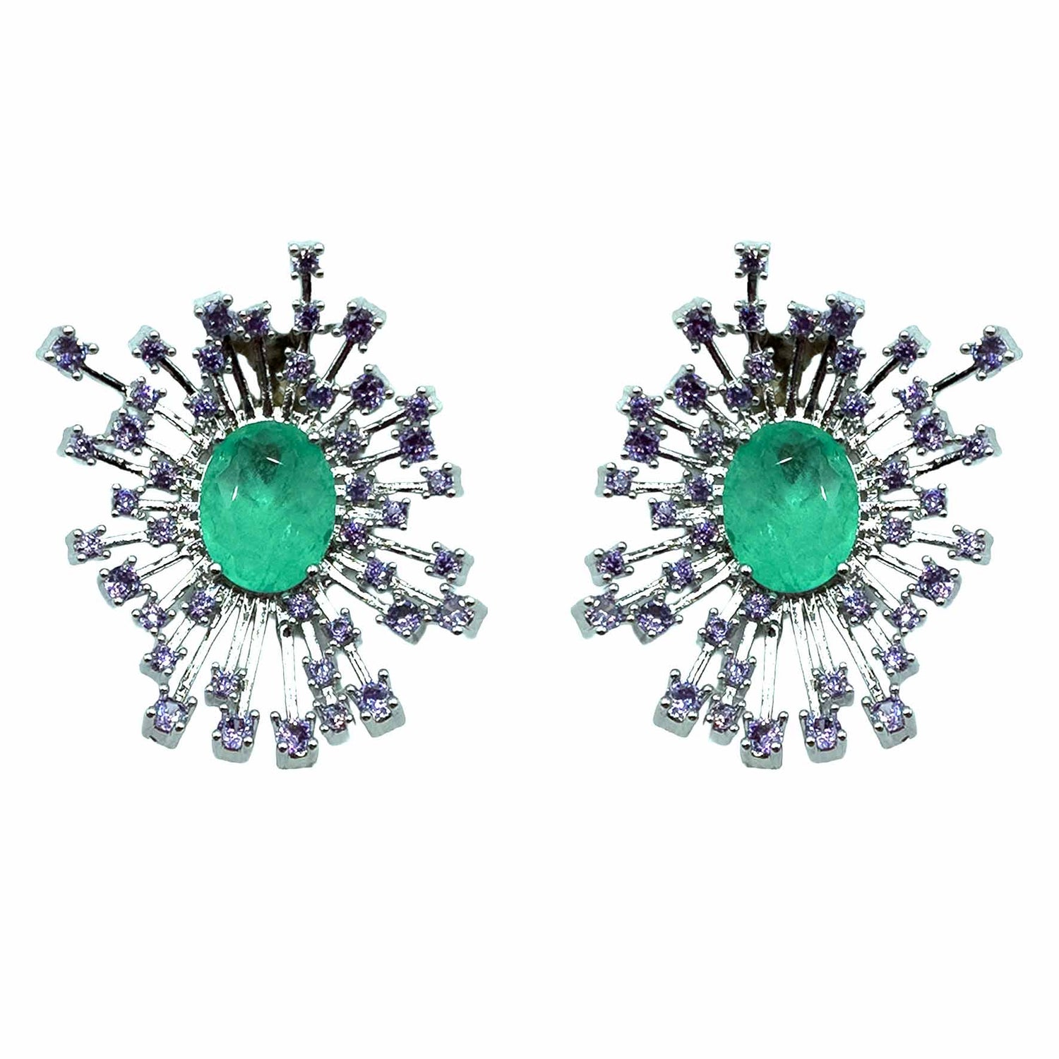 Palestro Milano Orecchini Silver - Lillac Verde Smeraldo Raggio di Gemme