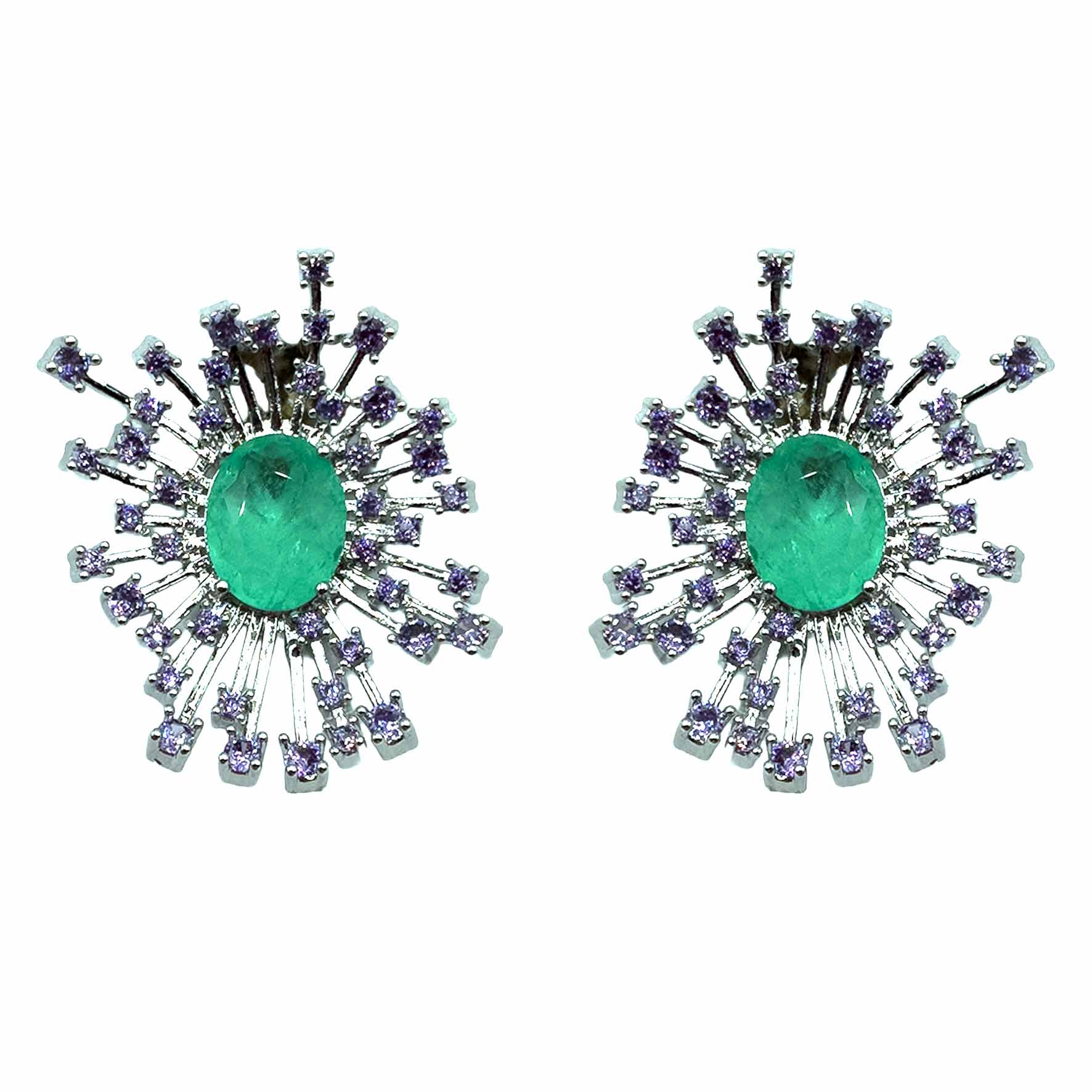 Palestro Milano Orecchini Silver - Lillac Verde Smeraldo Raggio di Gemme