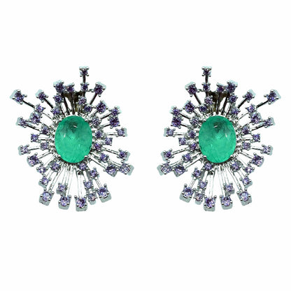 Palestro Milano Orecchini Silver - Lillac Verde Smeraldo Raggio di Gemme
