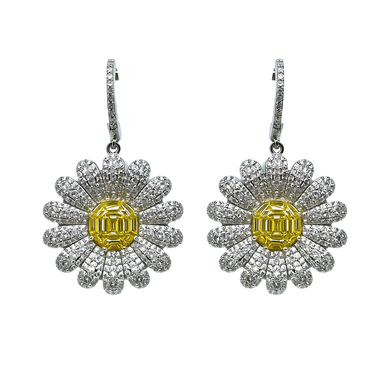 Palestro Milano Orecchini Silver Margherita di pavè con cerchietto