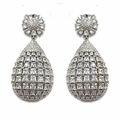 Palestro Milano Orecchini Silver Margherite con goccia di pavè