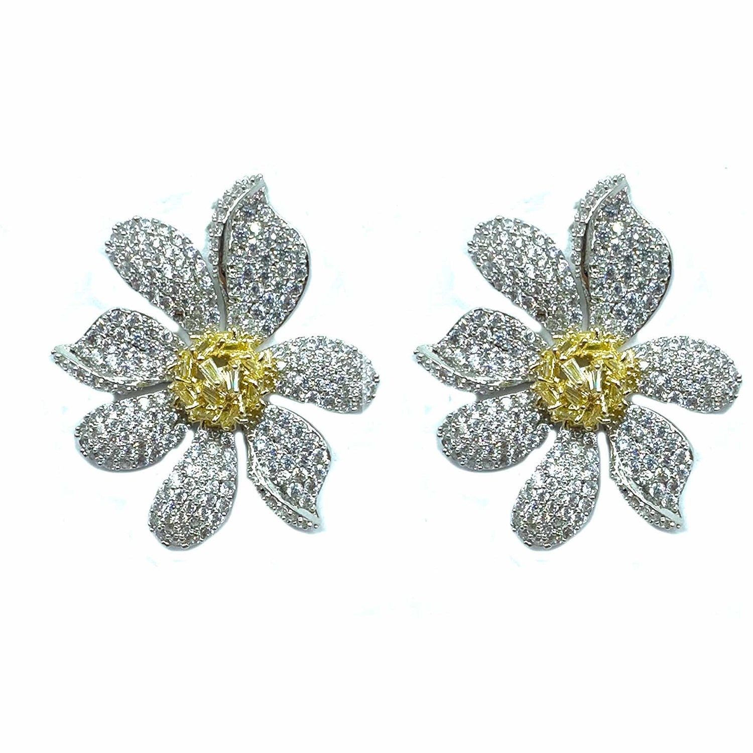 Palestro Milano Orecchini Silver Margherite di cristalli&amp;zirconi