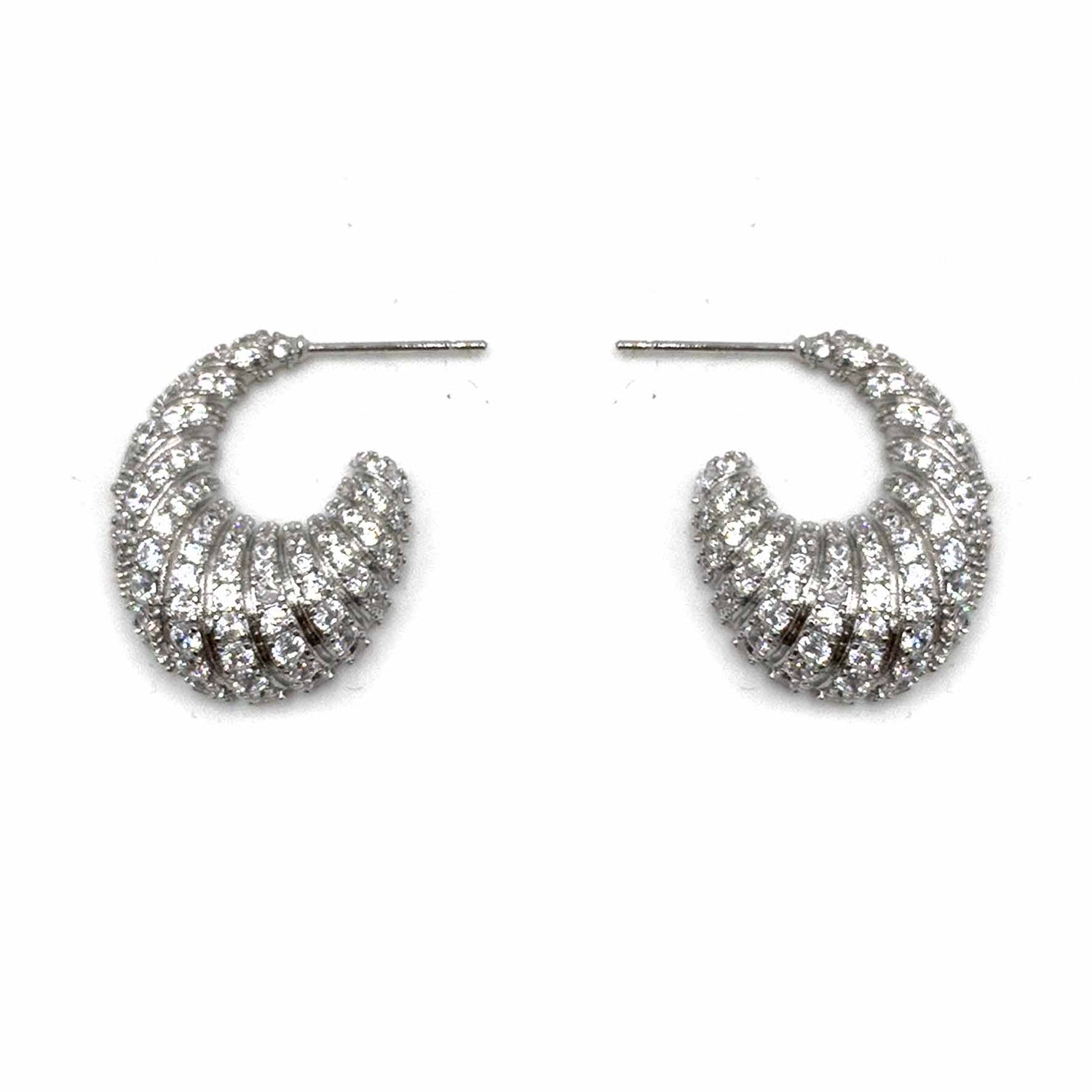 Palestro Milano Orecchini Silver Mezzaluna di pavè