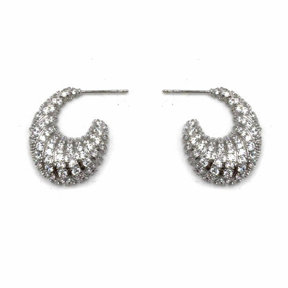 Palestro Milano Orecchini Silver Mezzaluna di pavè