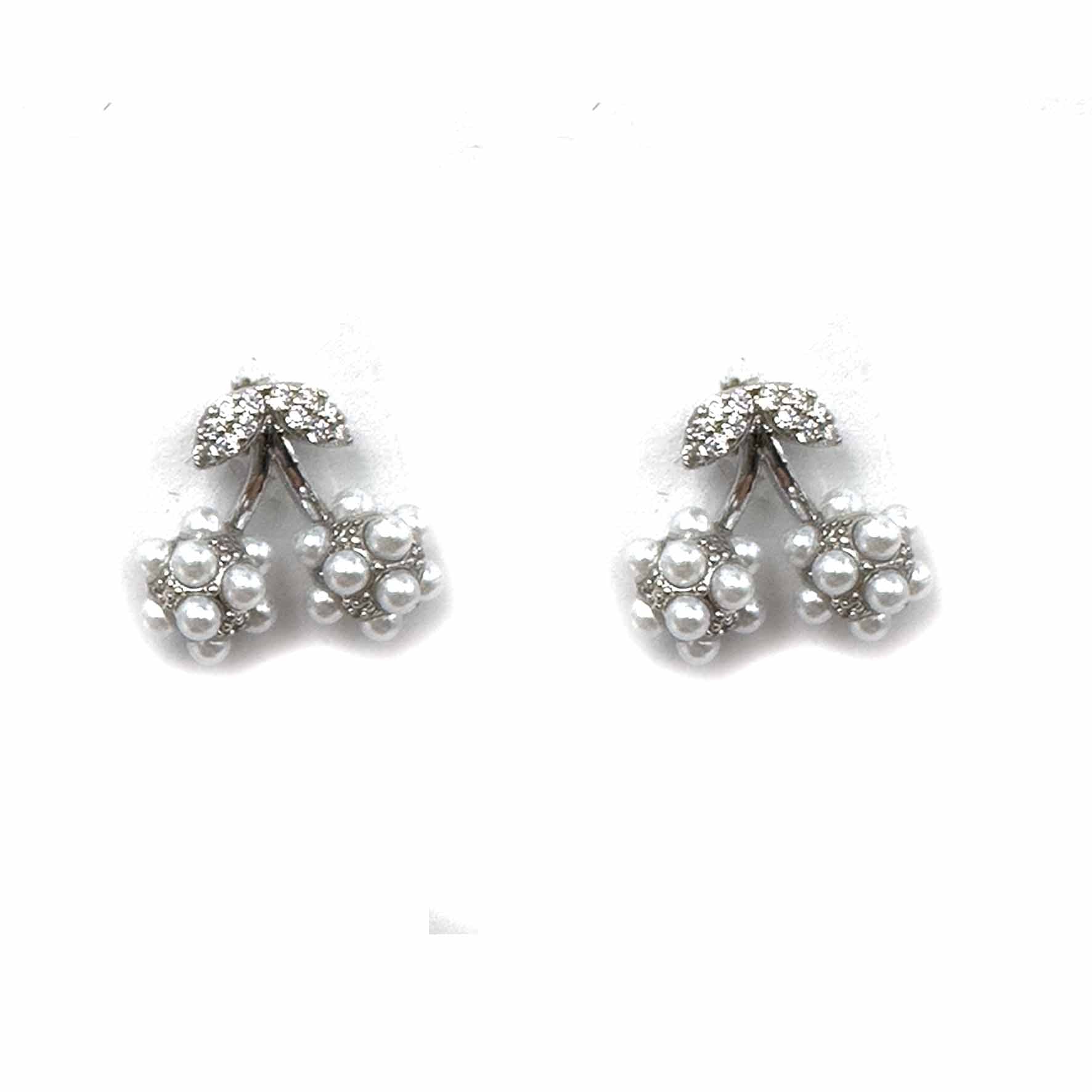 Palestro Milano Orecchini Silver Mini Cherry con perline