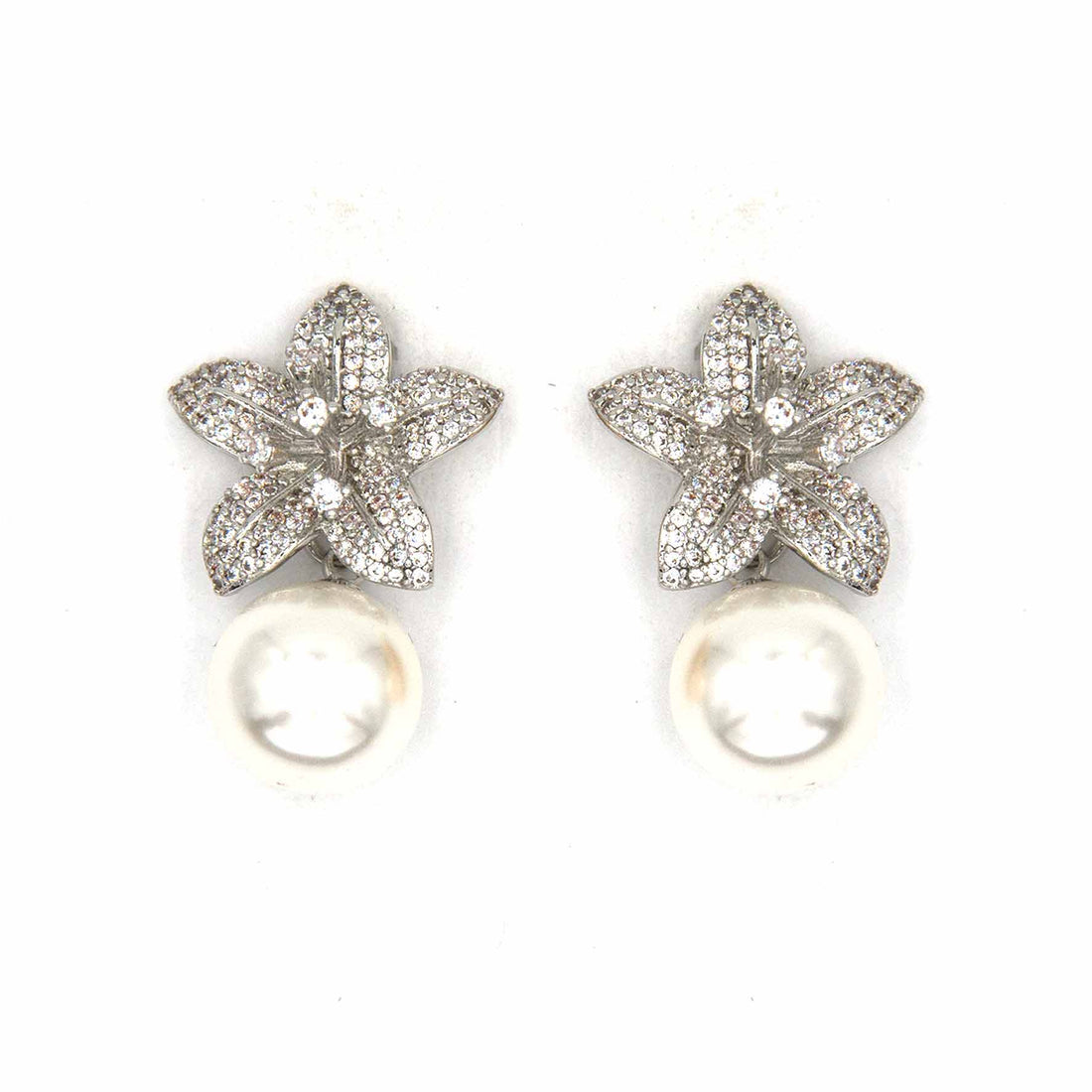Palestro Milano Orecchini Silver Mini Giglio con perla