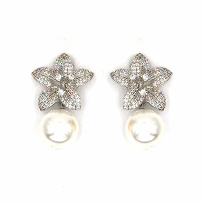 Palestro Milano Orecchini Silver Mini Giglio con perla
