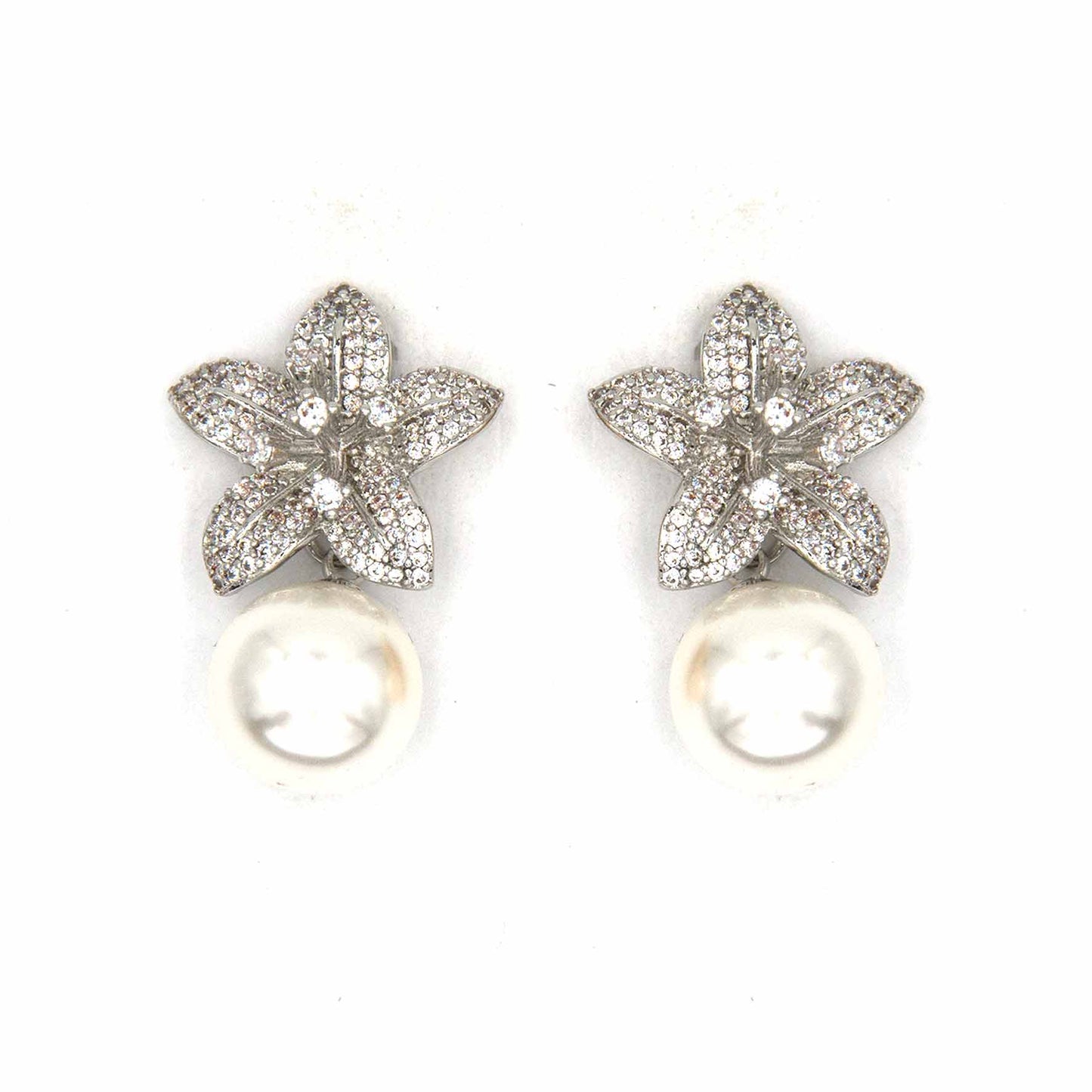 Palestro Milano Orecchini Silver Mini Giglio con perla