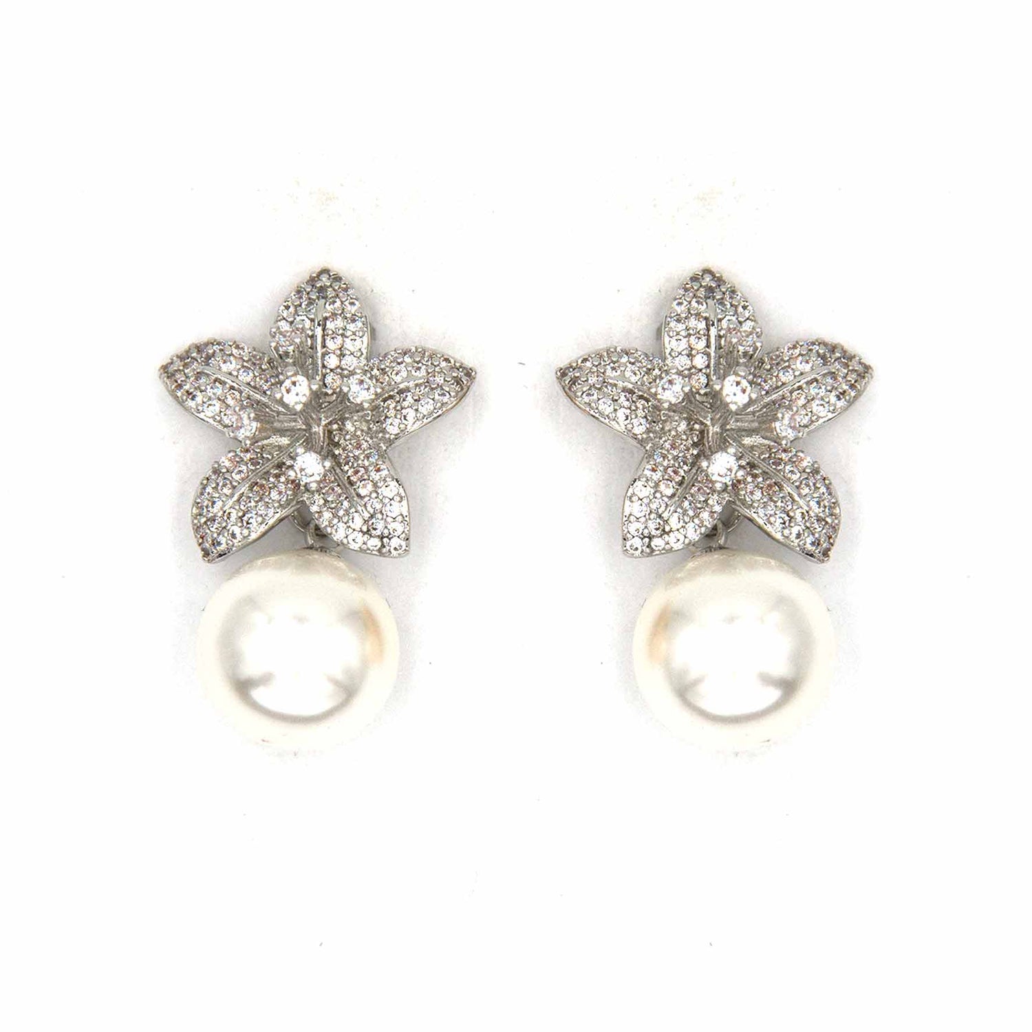 Palestro Milano Orecchini Silver Mini Giglio con perla