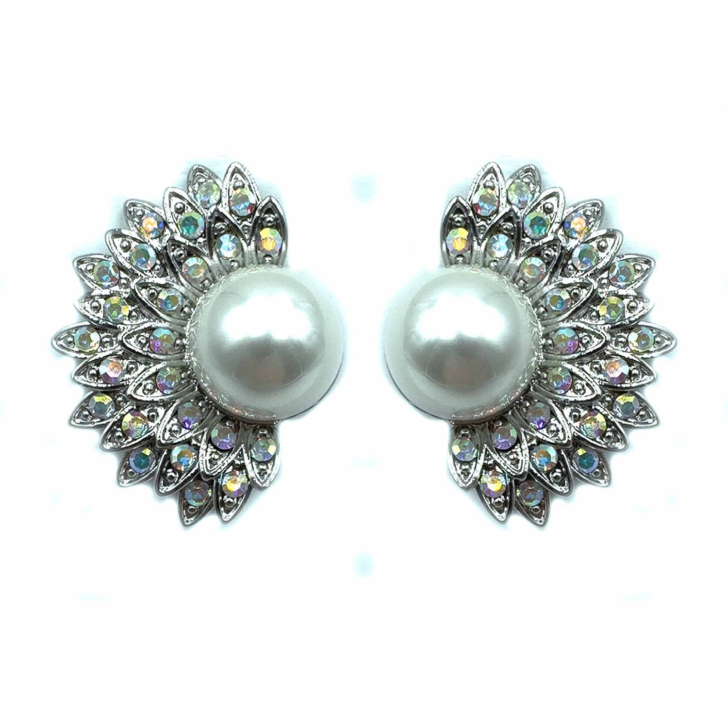 Palestro Milano Orecchini Silver Opalescente Perla solare con zirconi
